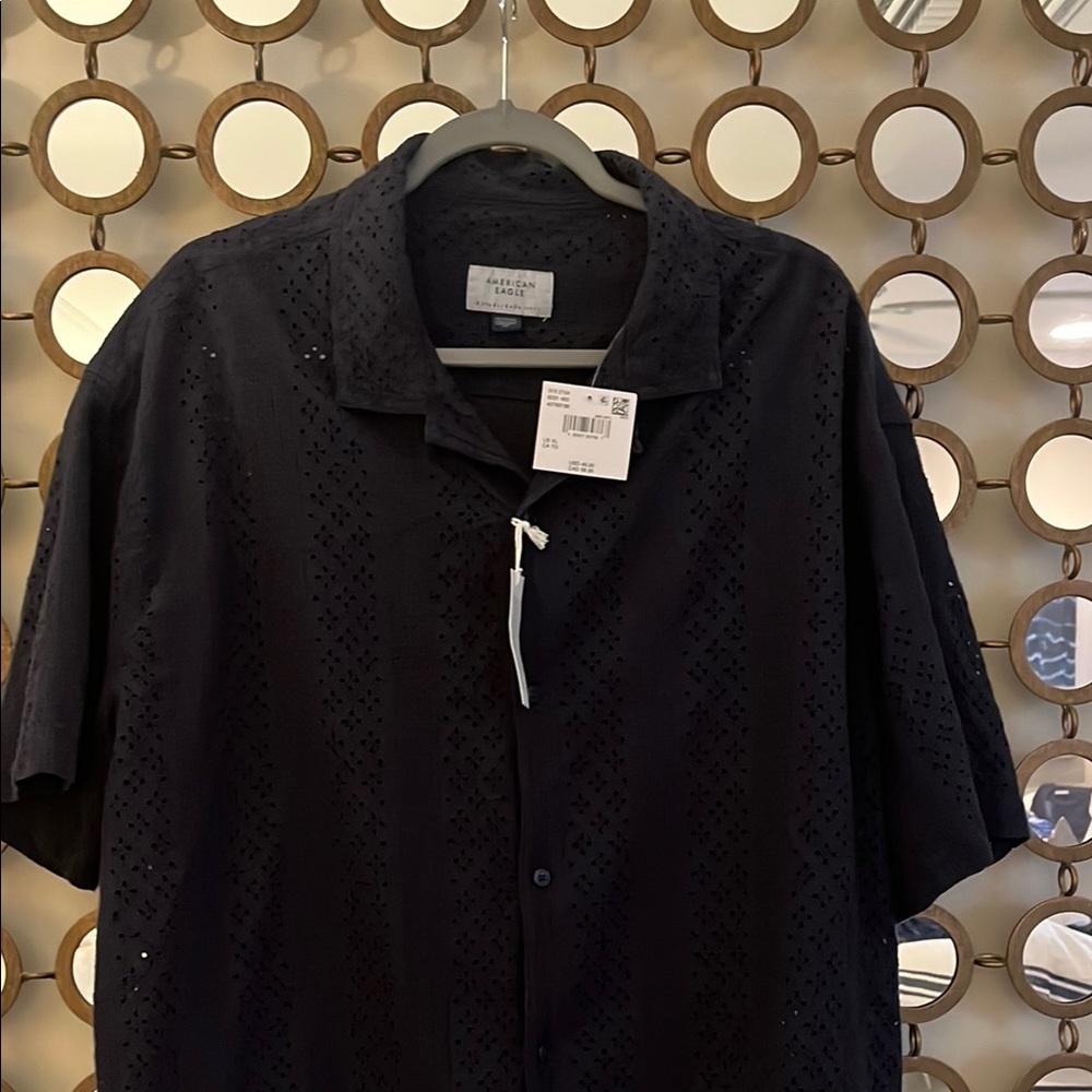 American Eagle Outfitters Black Casual Button Down Shirt